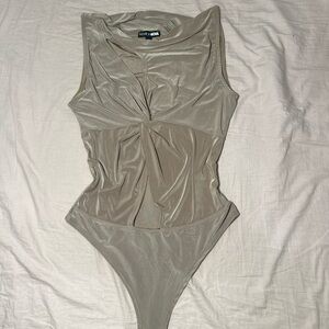 Fashion Nova Beige Twist Bodysuit